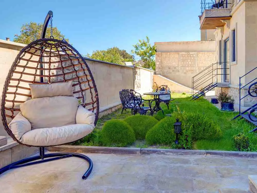 Hotel garden seating area