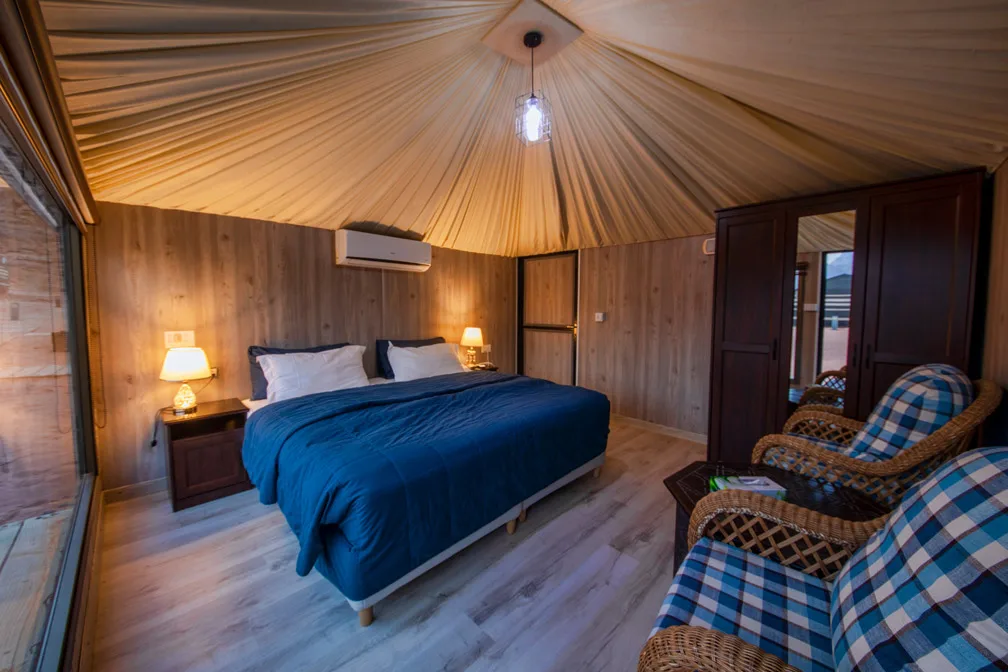 Inside a Deluxe tent