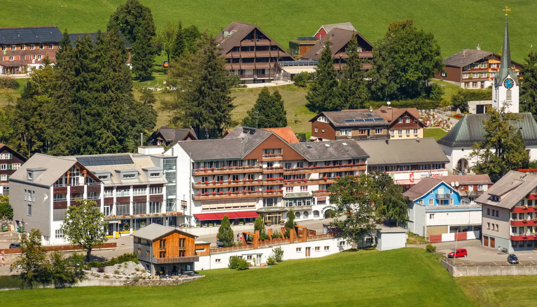 Hotel Hirschen Wildhaus viewed from a distance