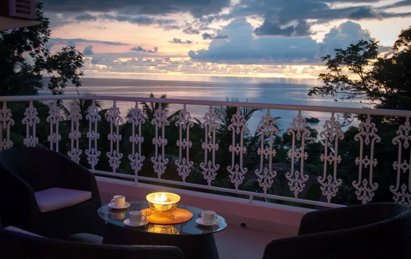 Seating area at night