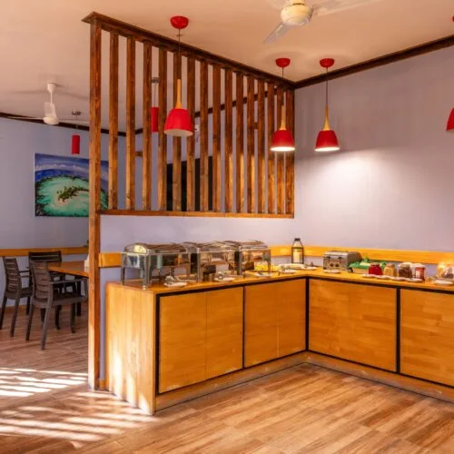 Buffet area at Kamadhoo Inn.