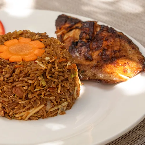 Rice and chicken dish from the Kamadhoo Inn restaurant.