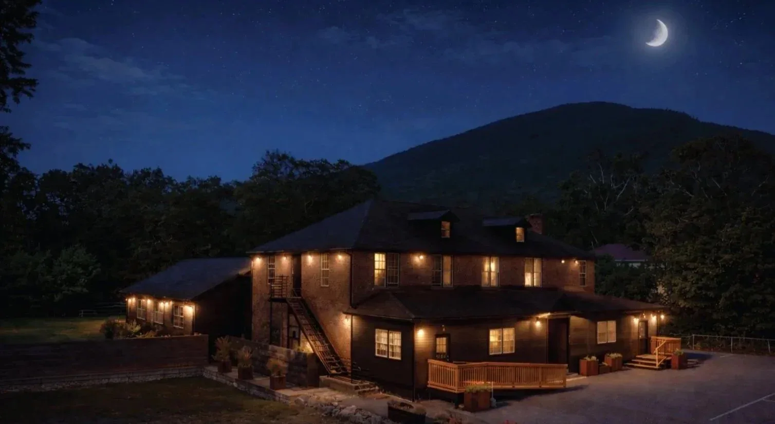 Griffin House at night