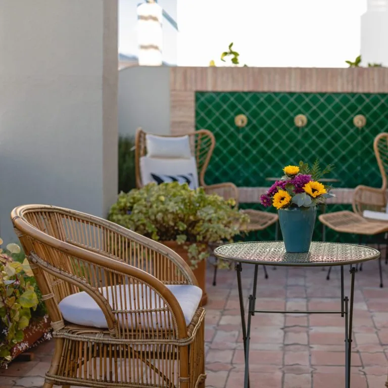 Hotel terrace with a fountain