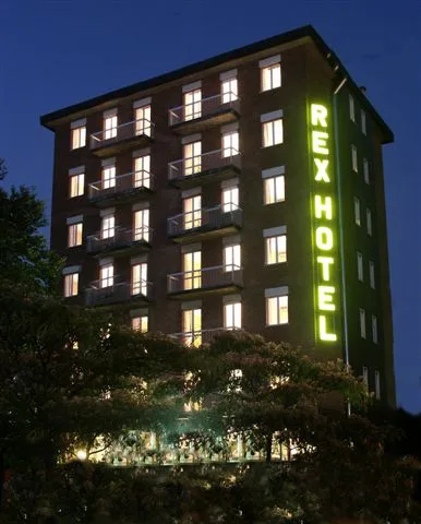 Hotel façade at night