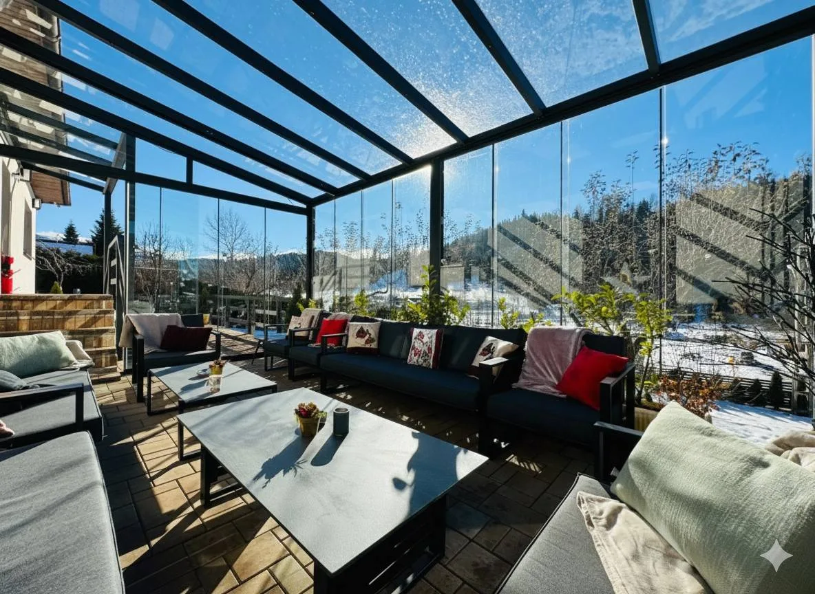 Terraza cerrada tipo jardín de invierno.