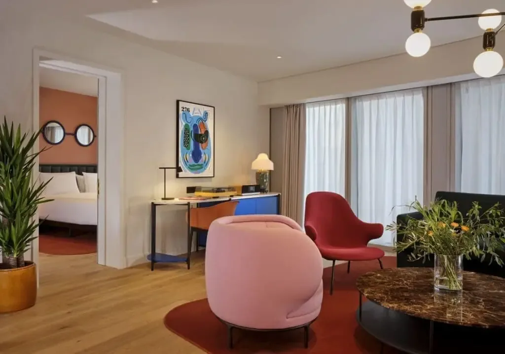 Hotel suite lounge area.