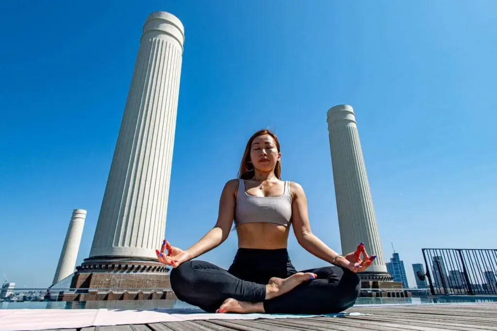 Rooftop yoga.