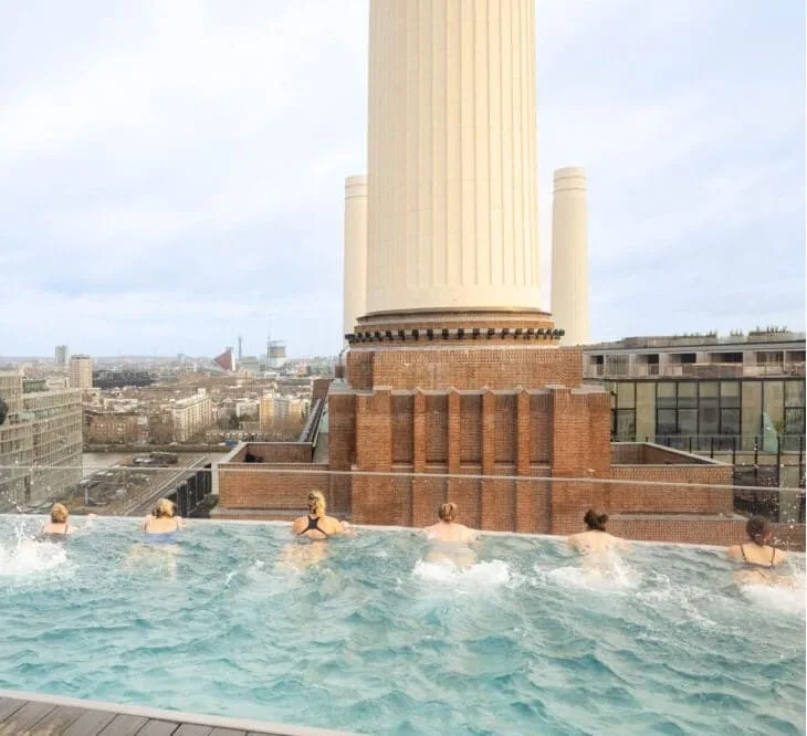 Aqua aerobics in the rooftop pool.