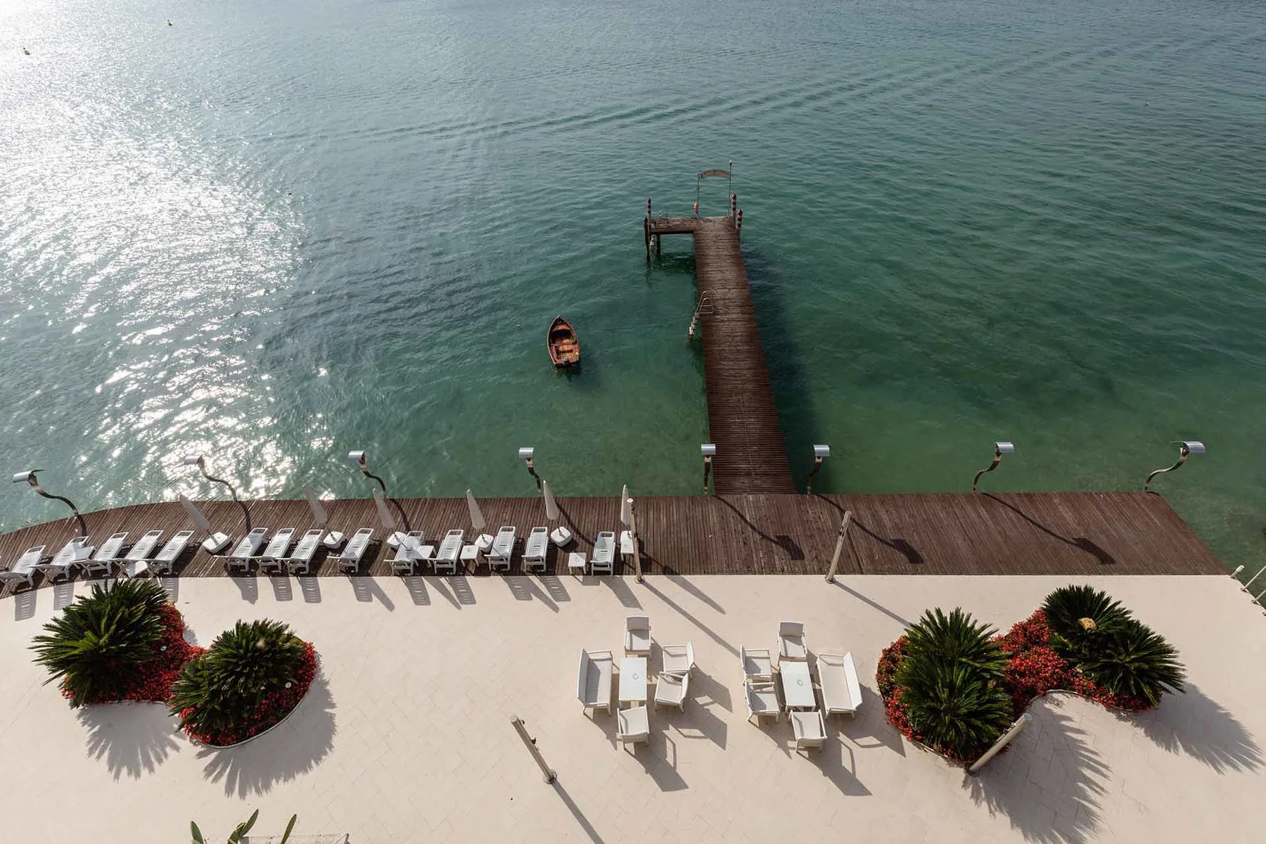 Hotel frontage by the lake