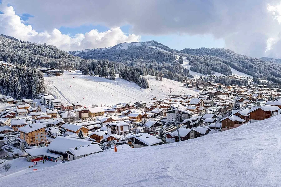 Exterior del Hôtel Alpina en invierno