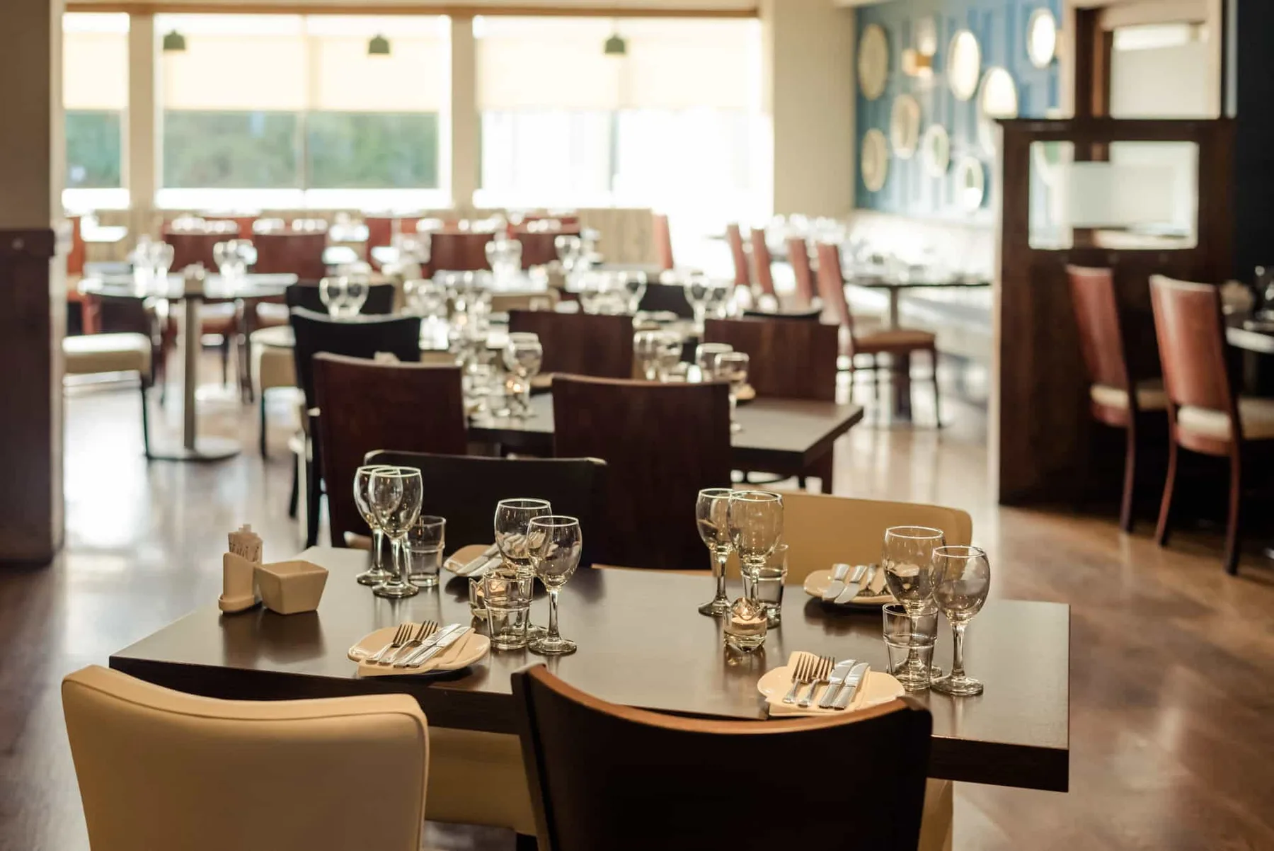 Table setting in the hotel bar and restaurant
