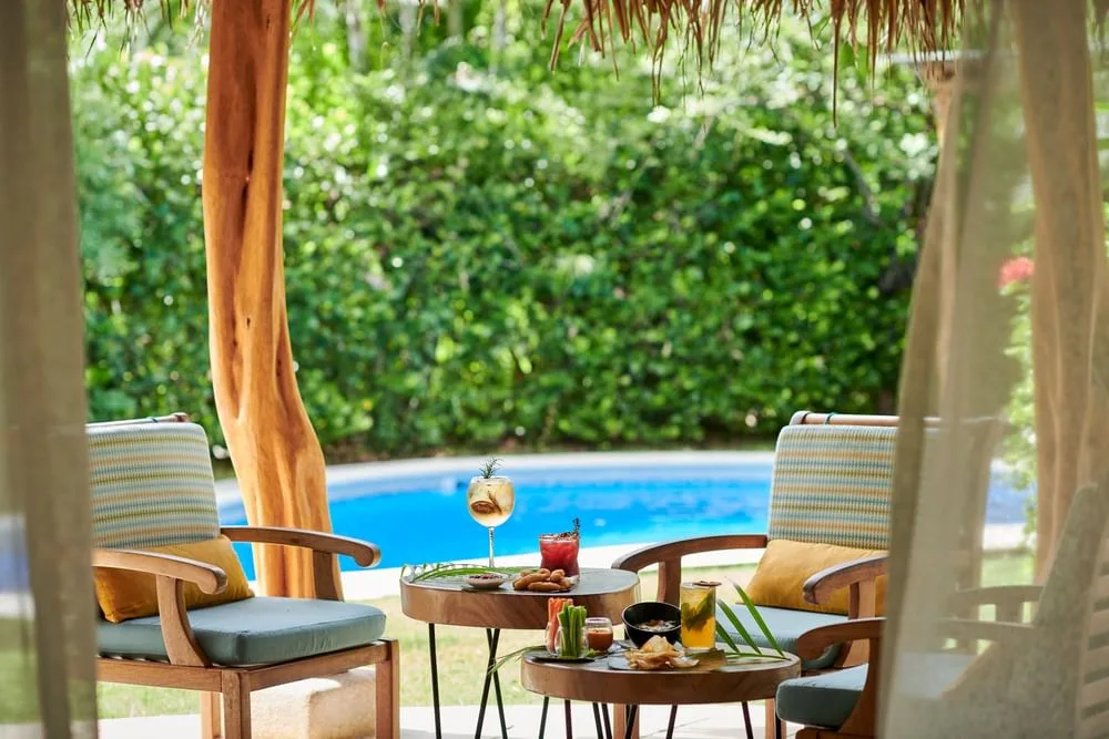 Poolside cocktails and appetizers