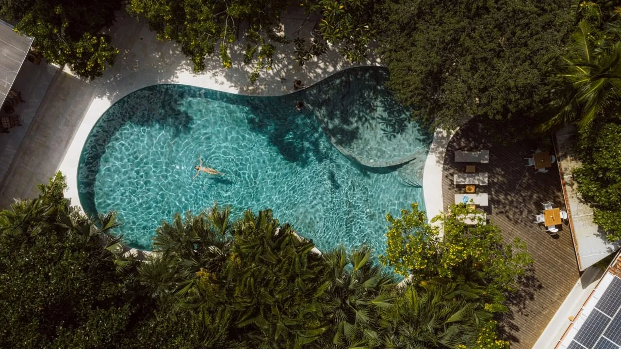 Aerial view of the pool