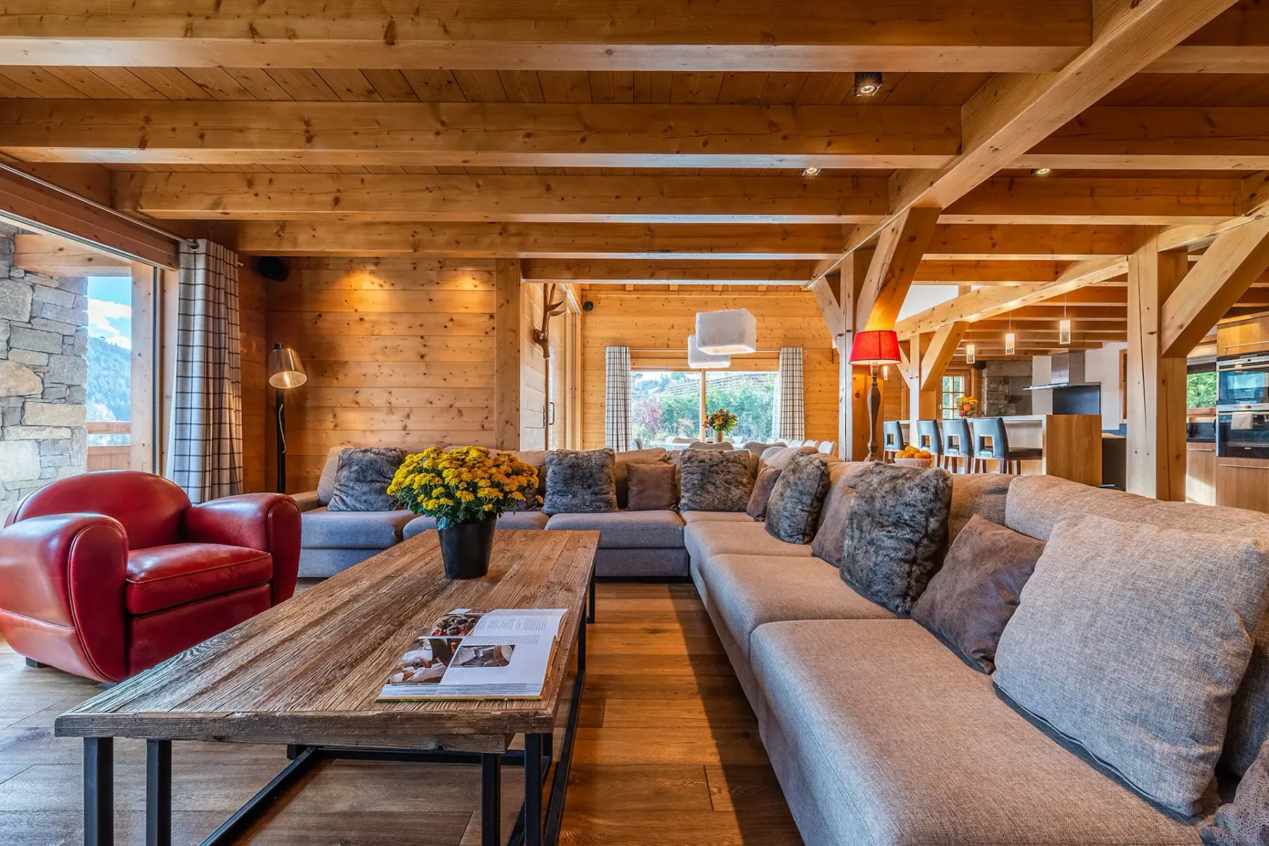 Luxurious living room luxury family chalet Abachi Les Gets