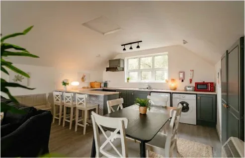 Self-catering cottage open-plan kitchen and living area
