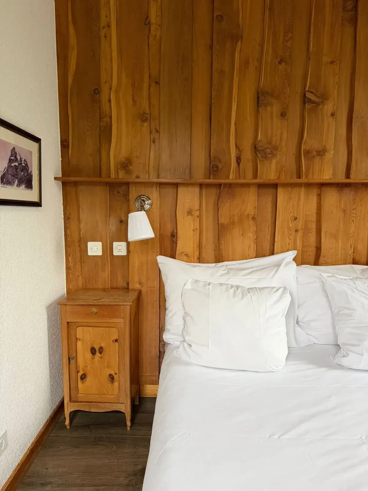 Room interior with Swiss stone pine paneling