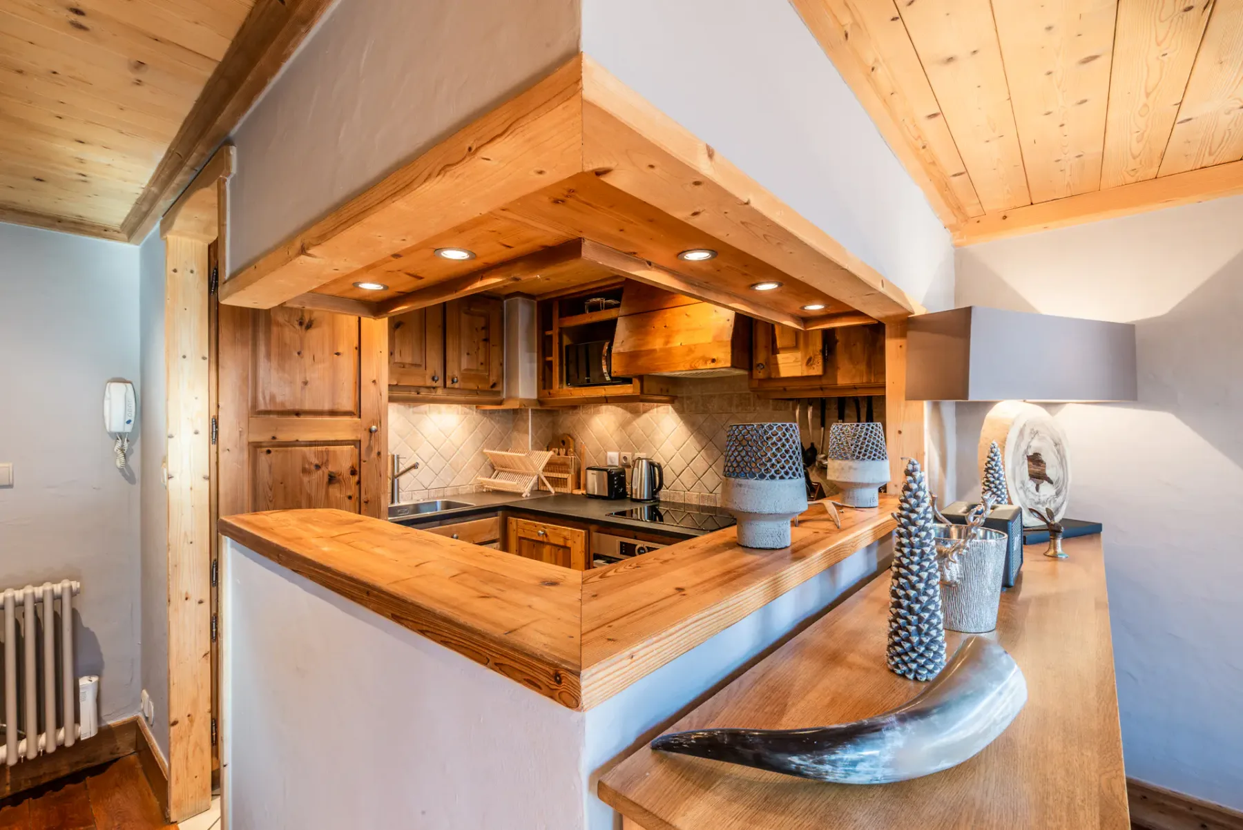 Comtemporary designed kitchen family apartment Garapa Morzine