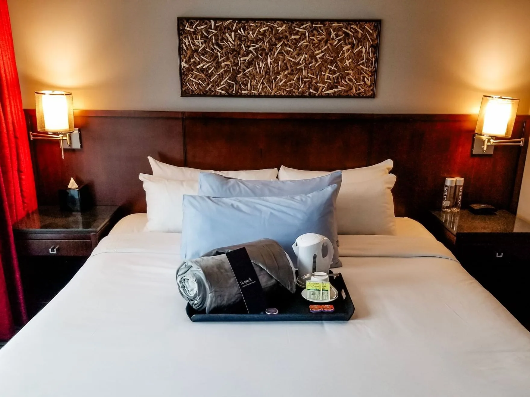 Made bed with tea and snacks at Matrix Hotel