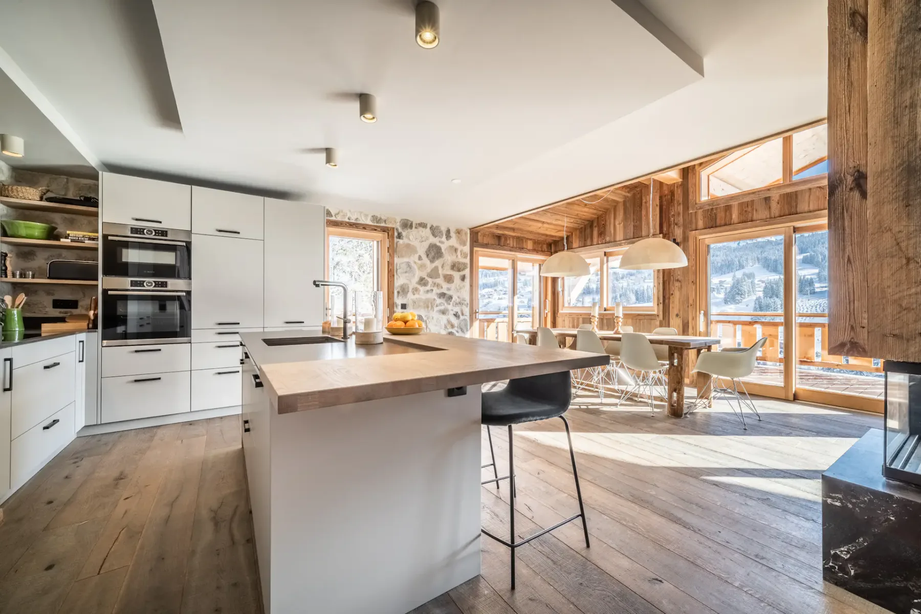 Comtemporary designed kitchen mountain views chalet Floquet de Neu Les Gets