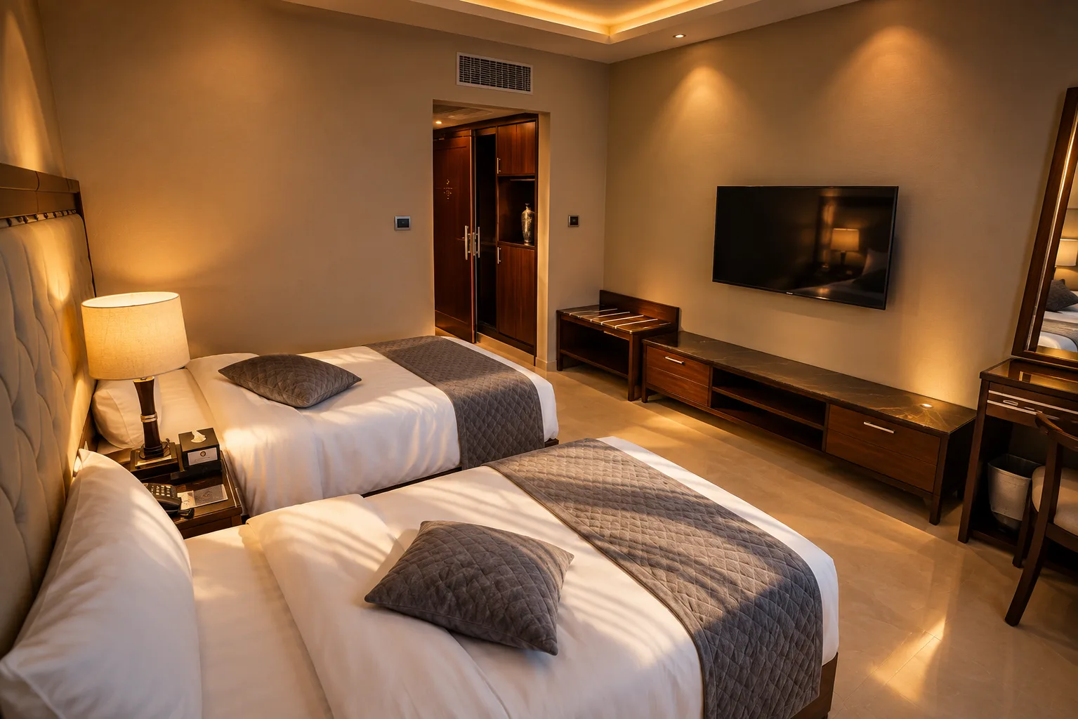 Interior de una habitación del Petra Icon Hotel
