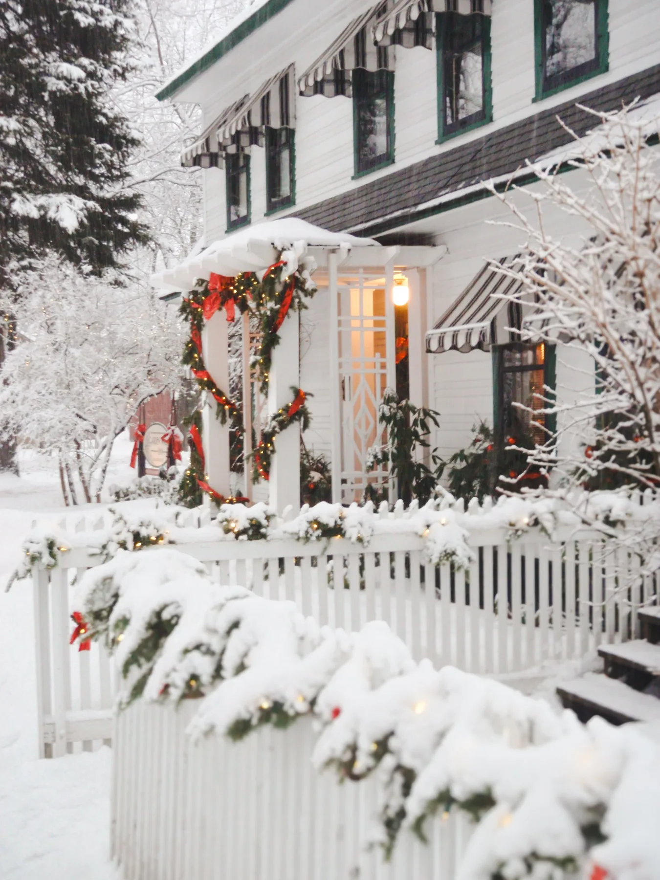 Inn exterior in winter
