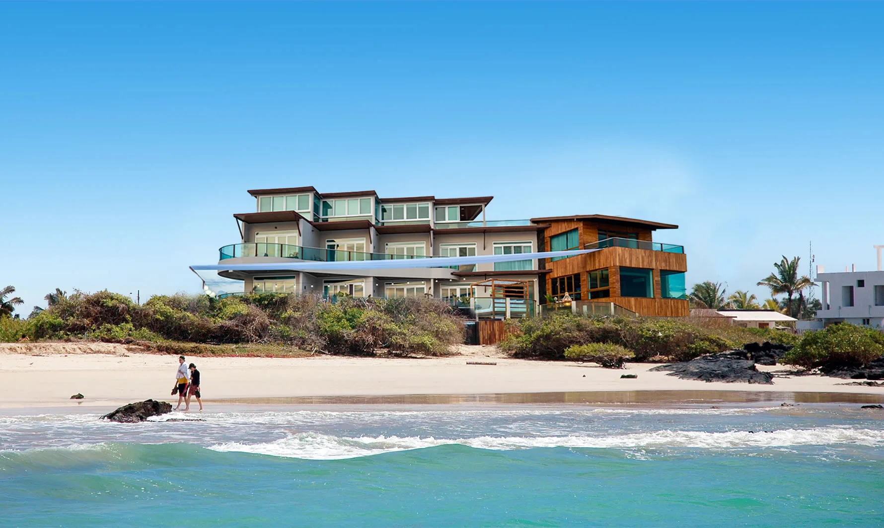 Hotel facade facing the sea