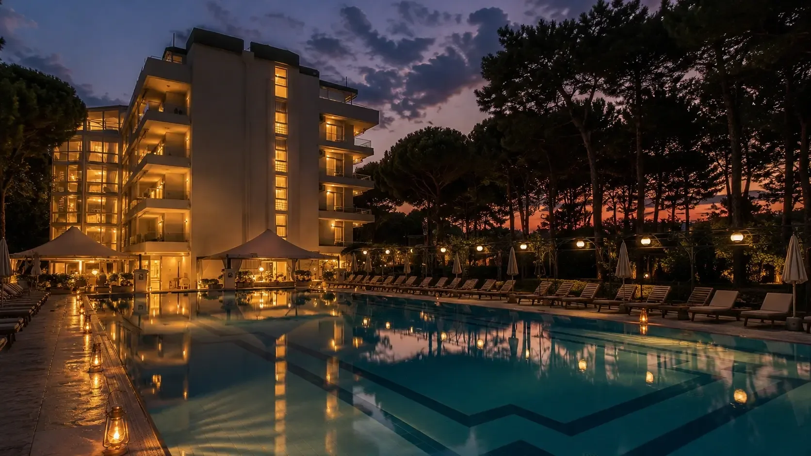 Hotel in the evening