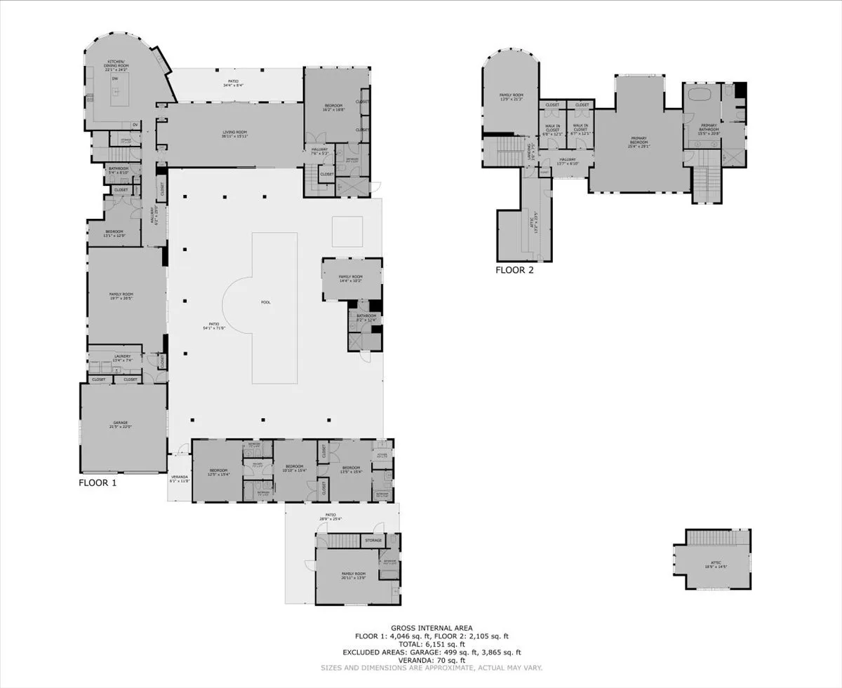 Architectural floor plan showing the layout of the first and second floors.