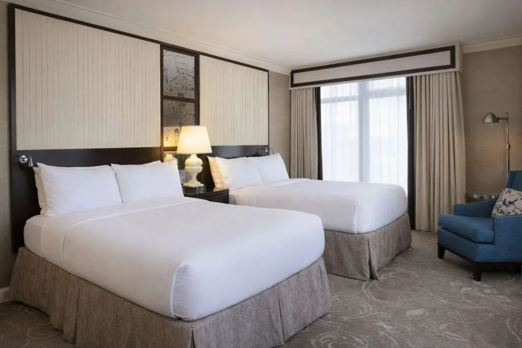 Hotel guest room with two queen beds