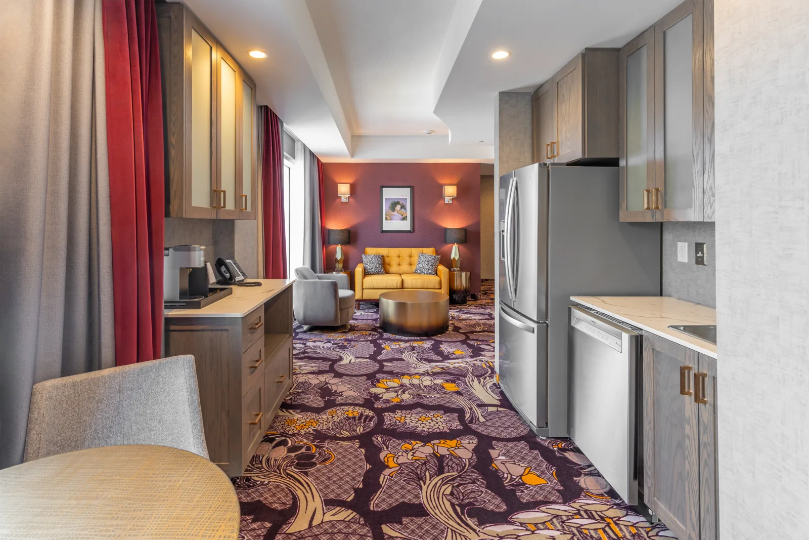 Suite kitchen and living area