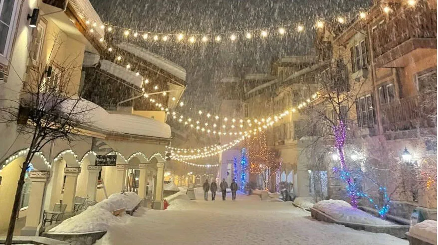 Winter village scene