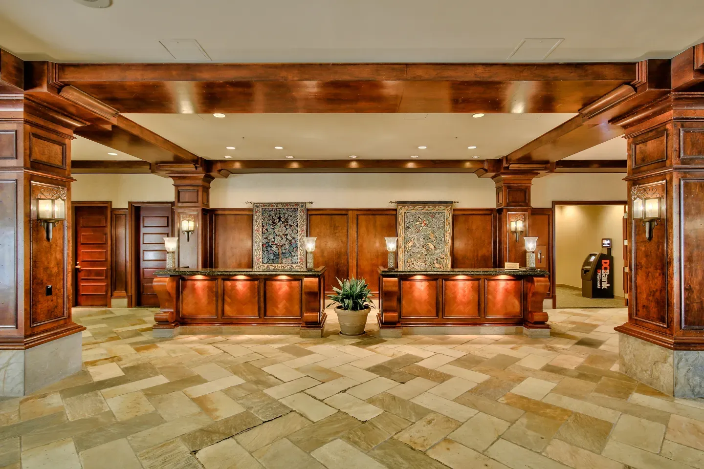 Hotel lobby interior.