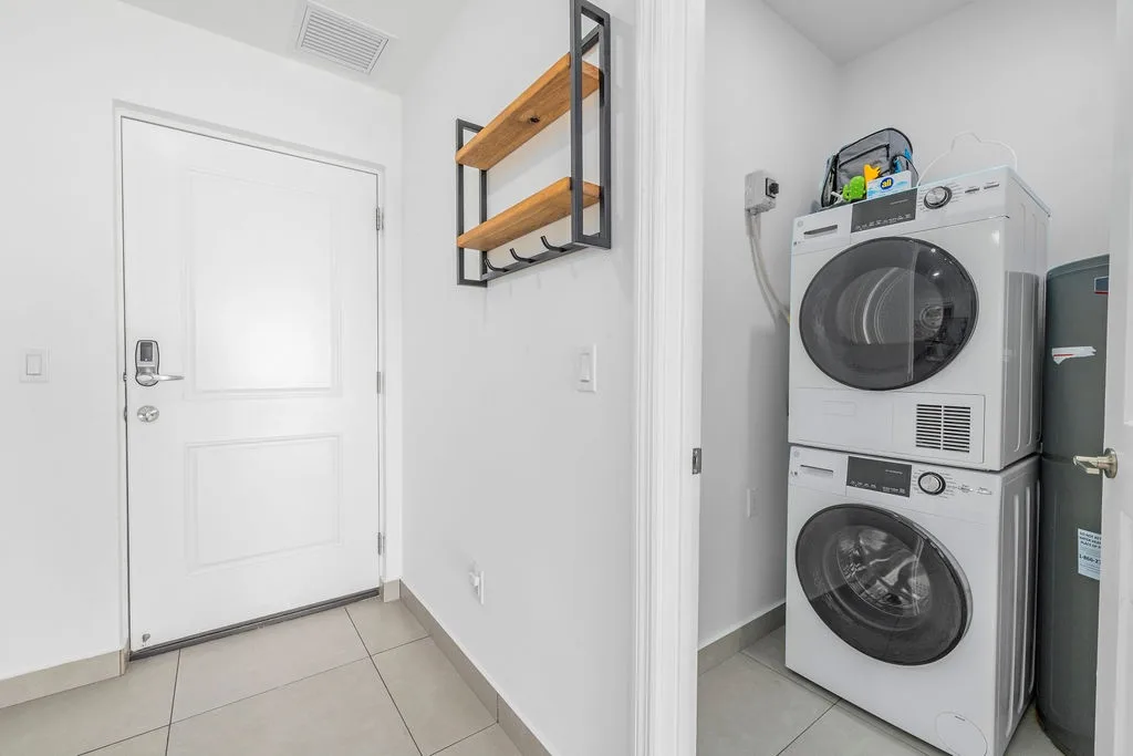 Keep your wardrobe fresh with ease—your dedicated stacked washer and dryer set makes laundry day simple and convenient during your stay.
