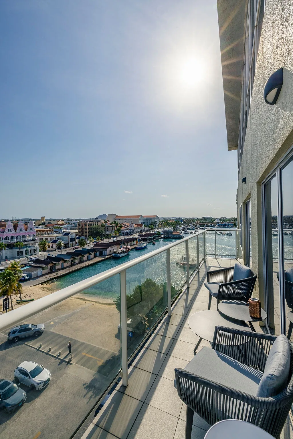 Step onto your private balcony and soak in stunning marina views. Comfortable seating awaits as you watch boats drift by.