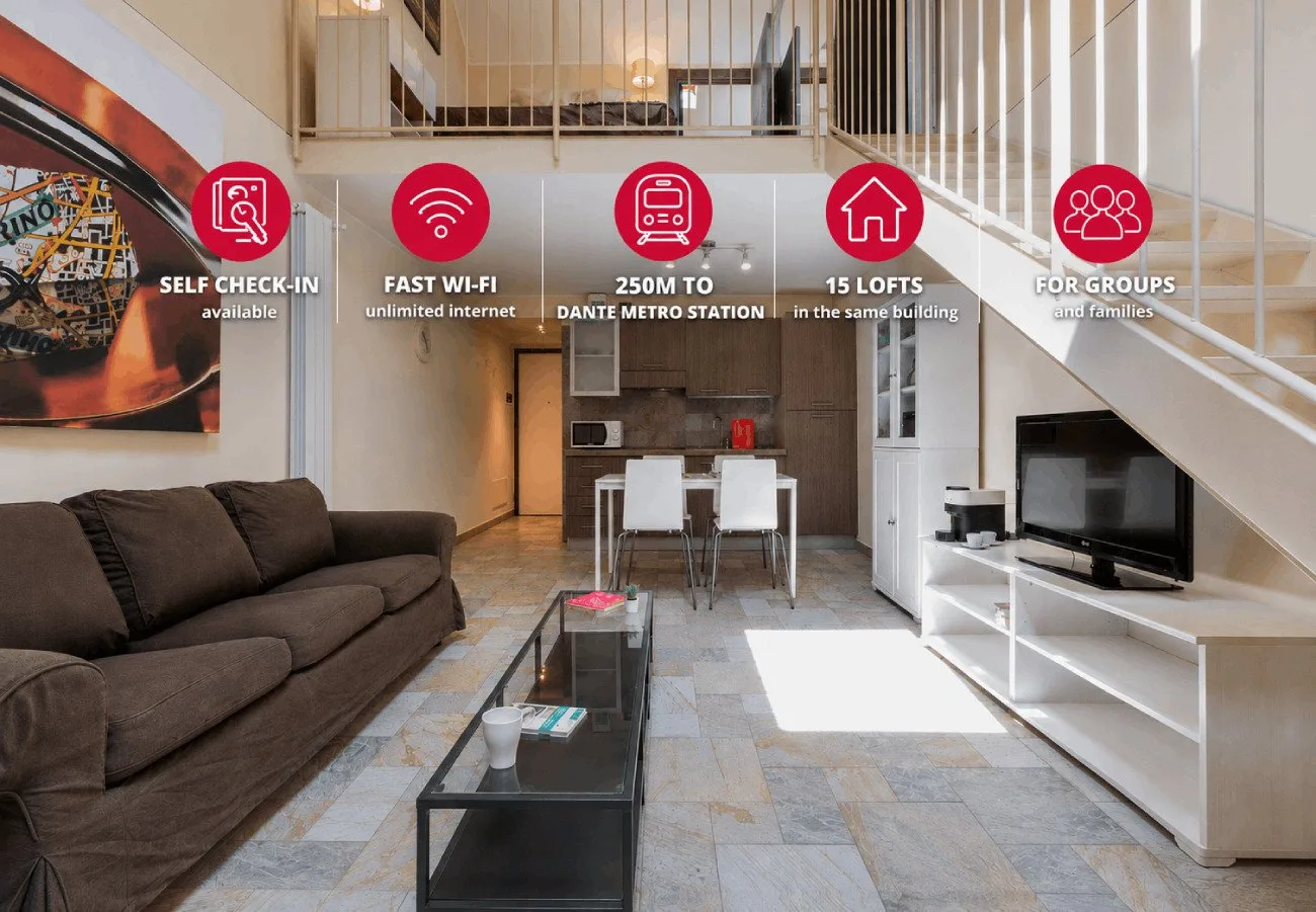 A modern living room with seating, a glass coffee table, and a dining area.