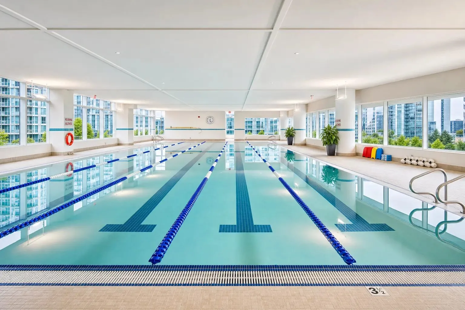 Pinnacle Hotel amenities, indoor lap pool and fitness centre