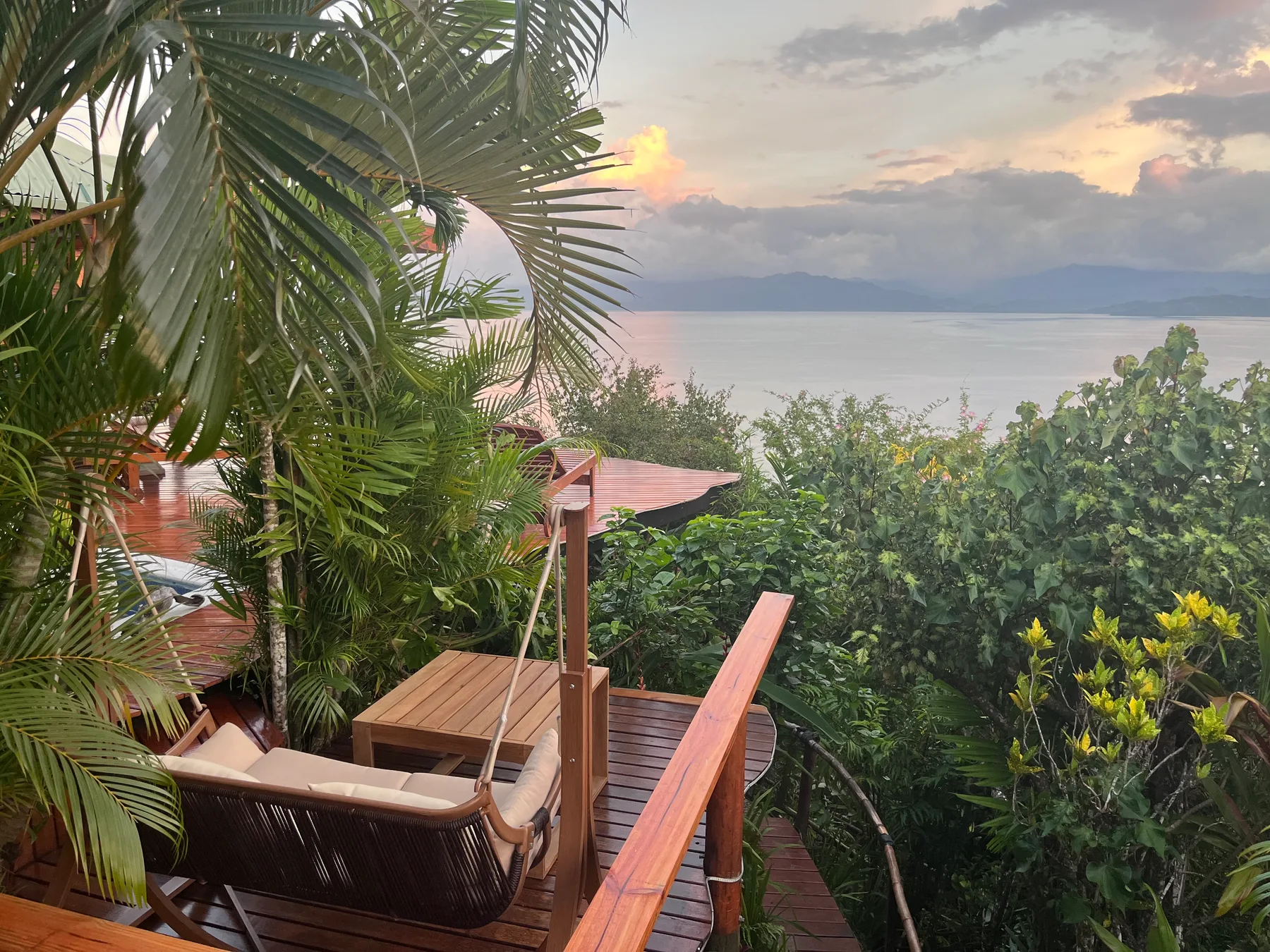 Ocean-view swing at Naveria Heights Lodge