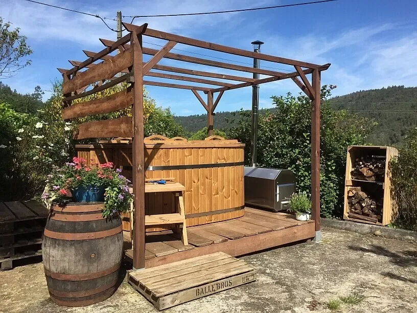 Wood-fired hot tub