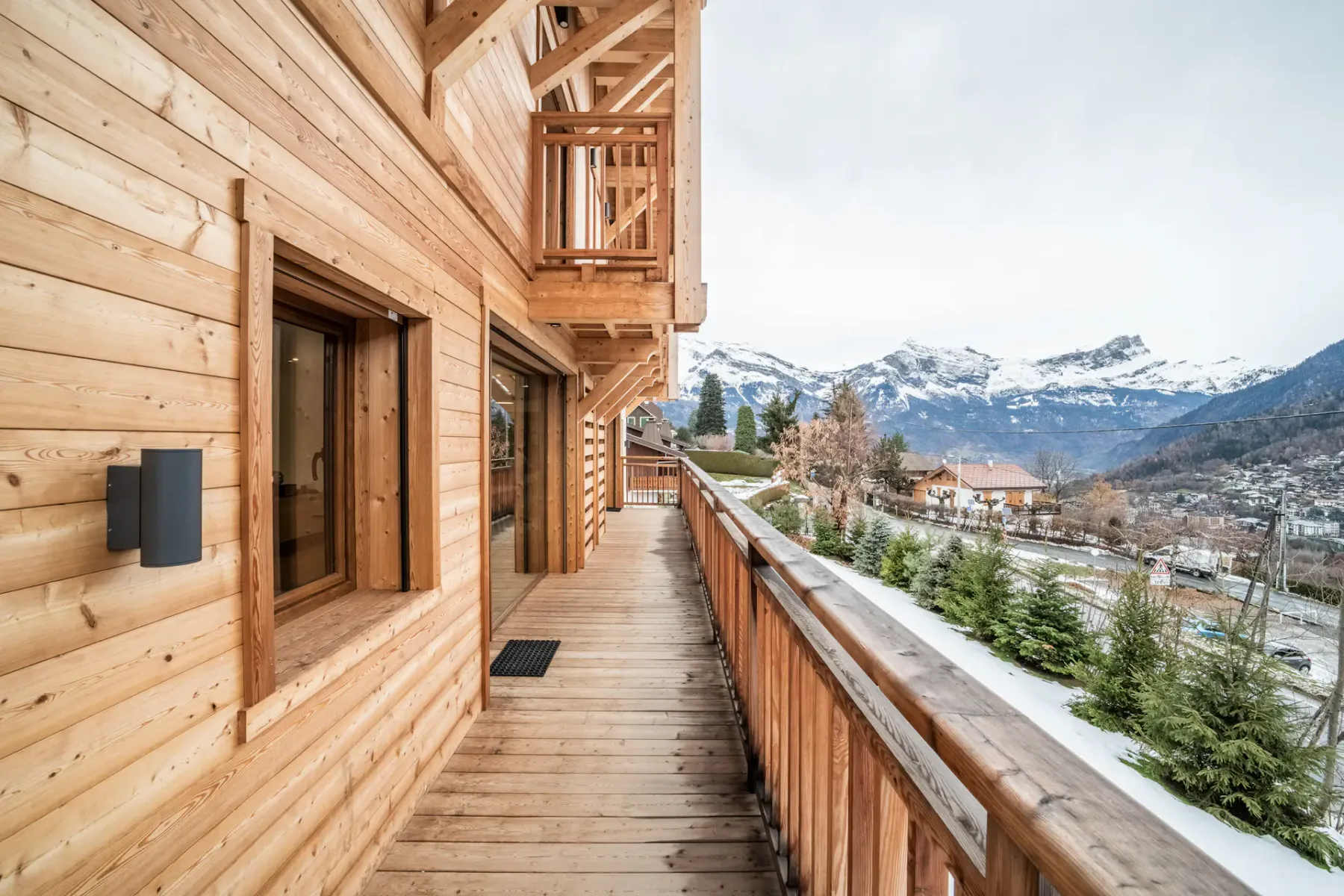 Large terrace mountain views family chalet Arande Saint Gervais