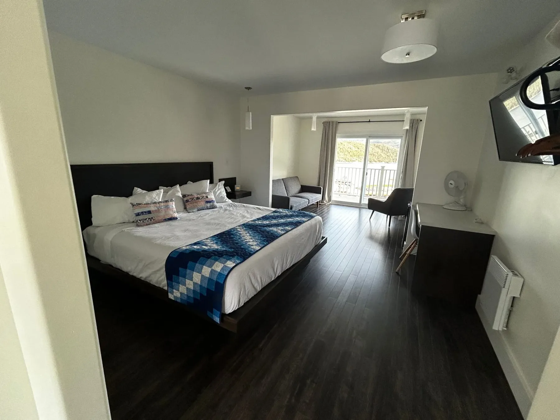 Room with a large bed