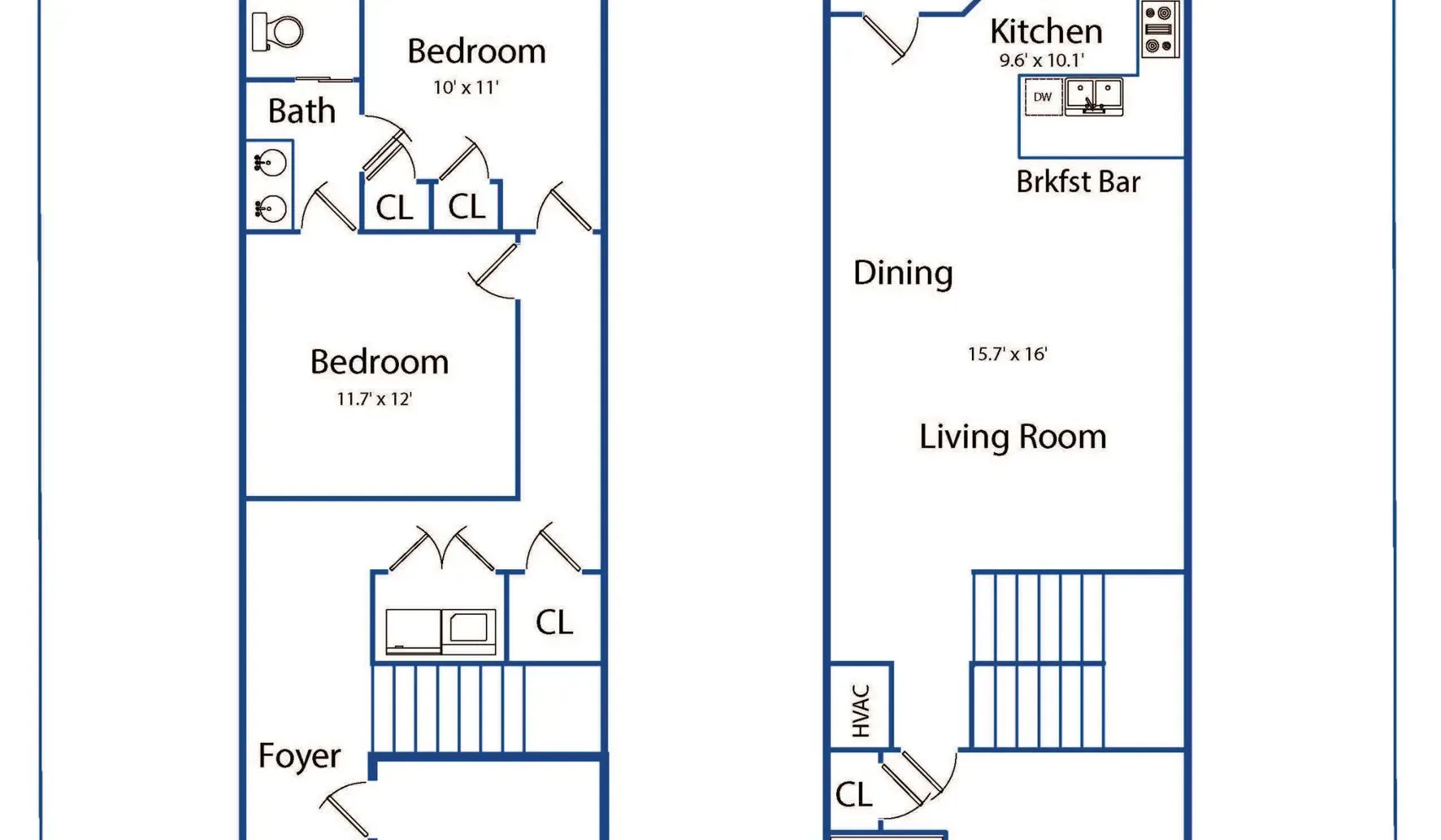 Un plano residencial muestra dormitorios, cocina, comedor y sala de estar.