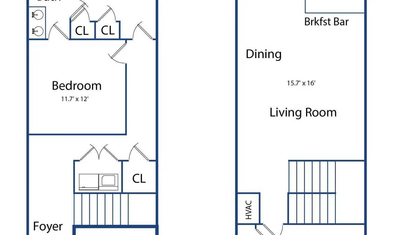 Un plano muestra un dormitorio, un recibidor, un comedor y una sala de estar.