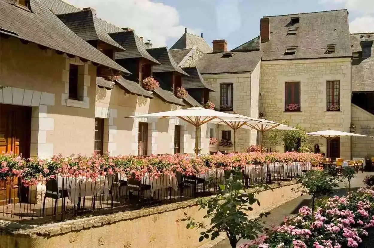 Terraza del patio con flores