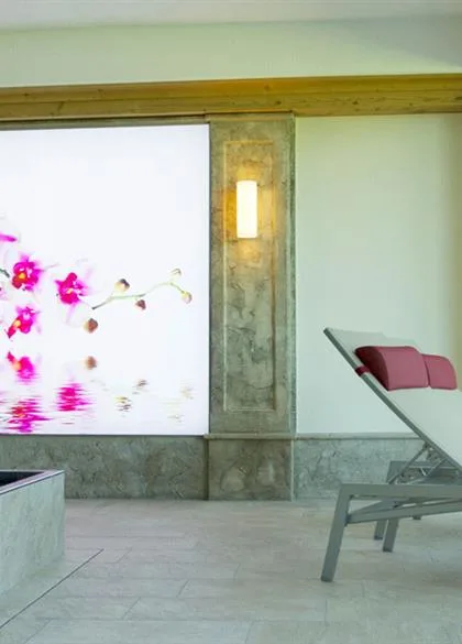 Indoor pool with loungers