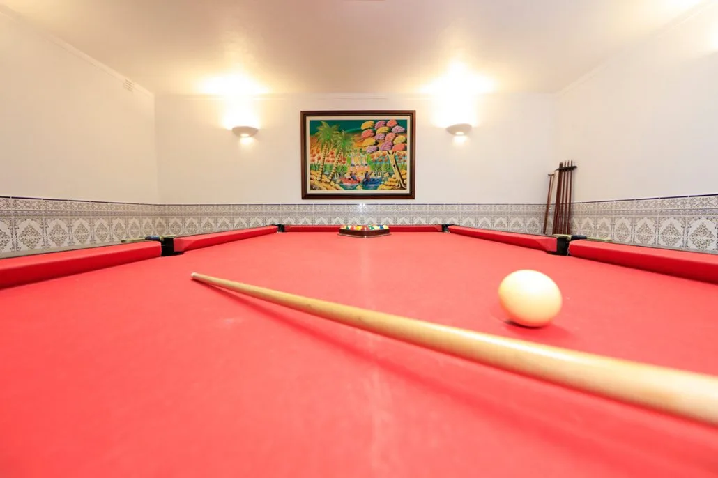 Snooker table in the games room