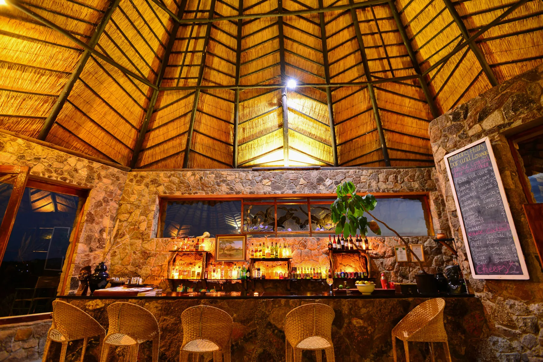 The lodge bar at night