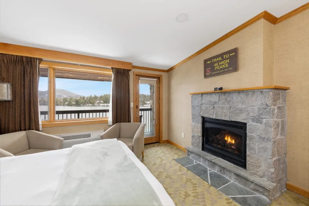 Phelps Suite with a fireplace