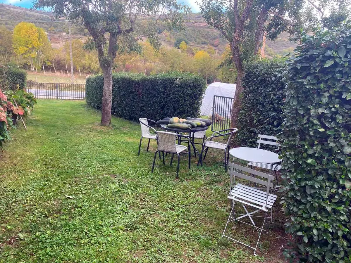 Garden with outdoor tables and chairs