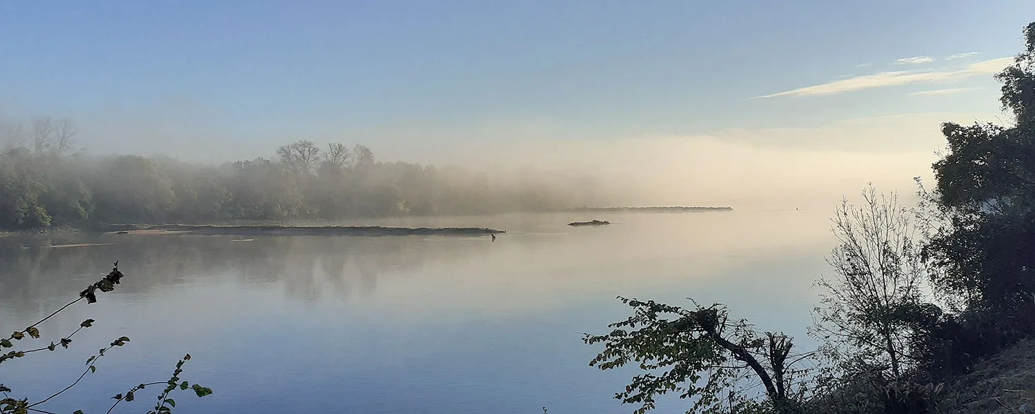 Misty water at sunrise